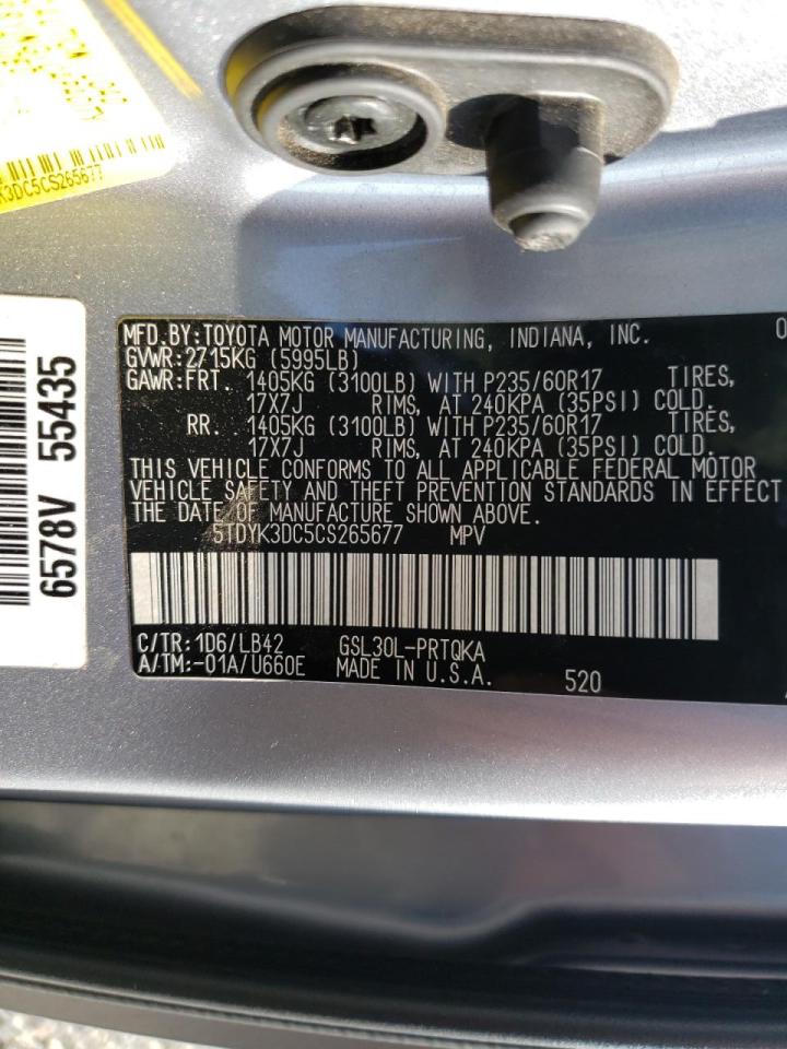Photo 10 from auction – 2012 TOYOTA SIENNA XLE with VIN 5TDYK3DC5CS265677