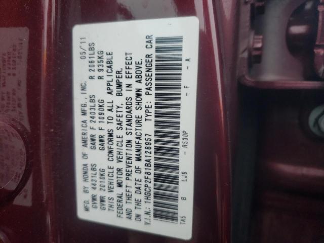 Photo 10 from auction – 2011 HONDA ACCORD EXL with VIN 1HGCP2F81BA128957