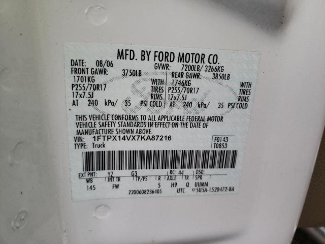 Photo 10 from auction – 2007 FORD F150 with VIN 1FTPX14VX7KA87216