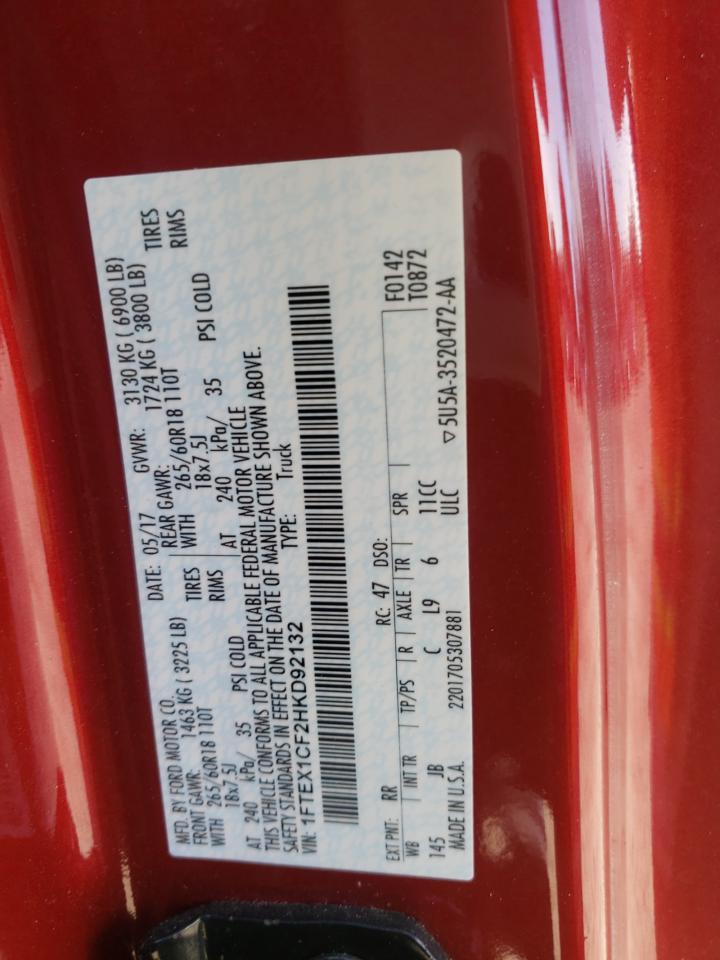 Photo 10 from auction – 2017 FORD F150 SUPER with VIN 1FTEX1CF2HKD92132