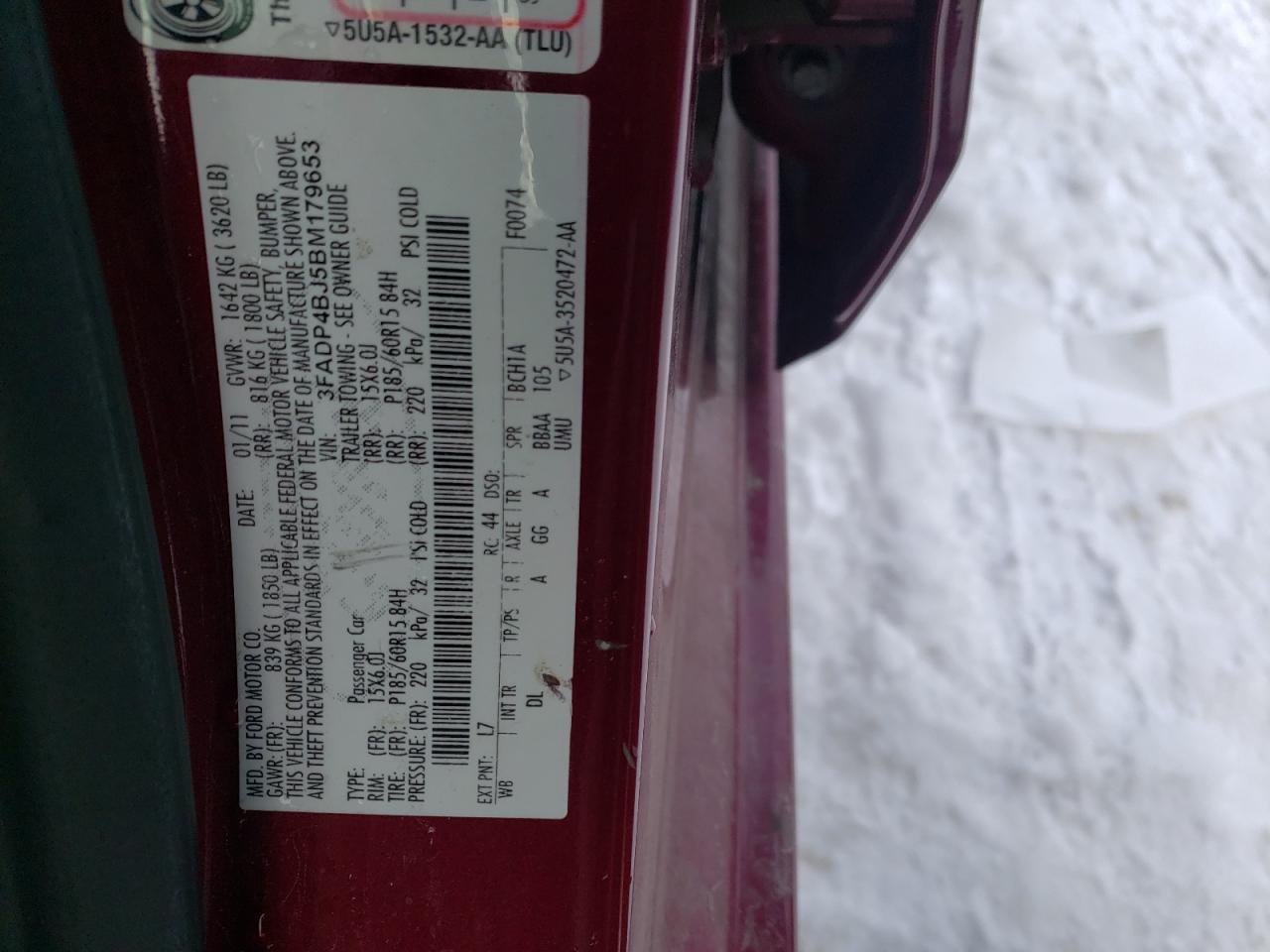 Photo 10 from auction – 2011 FORD FIESTA SE with VIN 3FADP4BJ5BM179653
