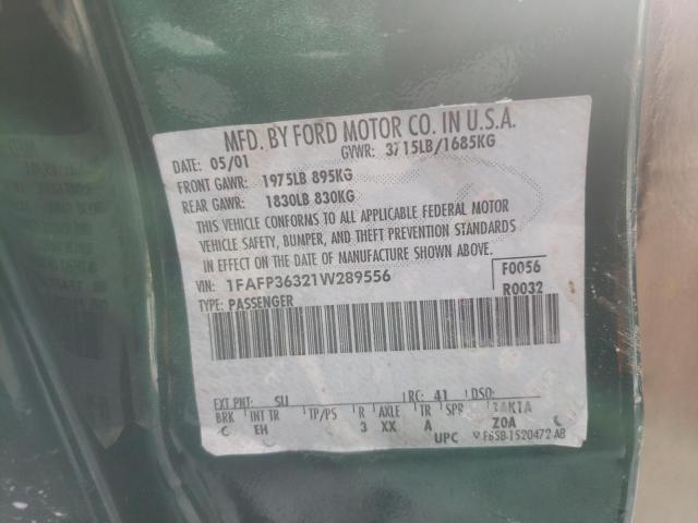 Photo 10 from auction – 2001 FORD FOCUS SE with VIN 1FAFP36321W289556