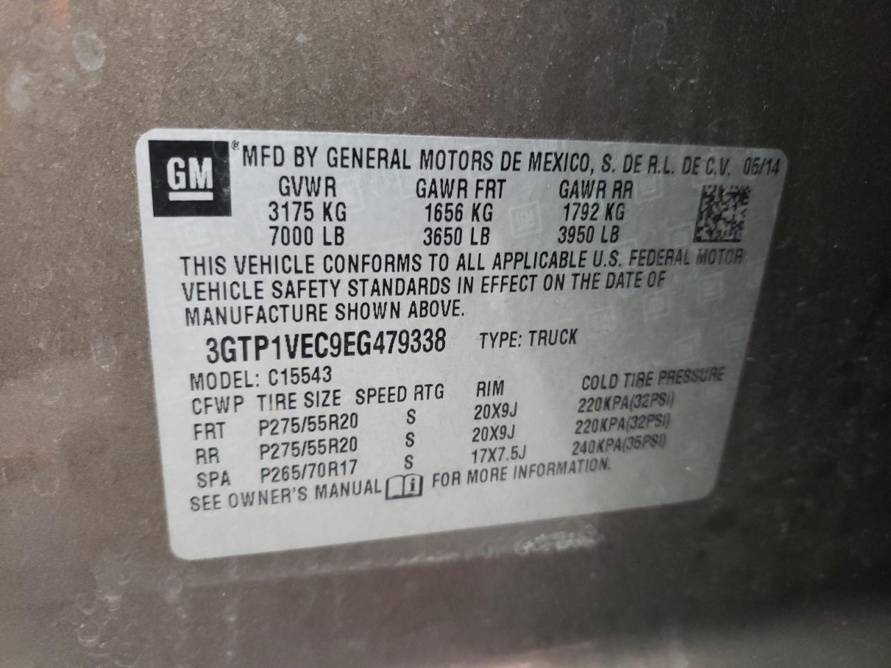 Photo 10 from auction – 2014 GMC SIERRA C15 with VIN 3GTP1VEC9EG479338