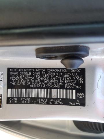 Photo 10 from auction – 2007 TOYOTA PRIUS with VIN JTDKB20U477675448