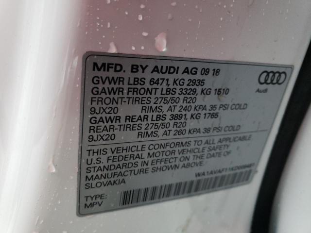 Photo 10 from auction – 2019 AUDI Q8 PREMIUM with VIN WA1AVAF11KD008481
