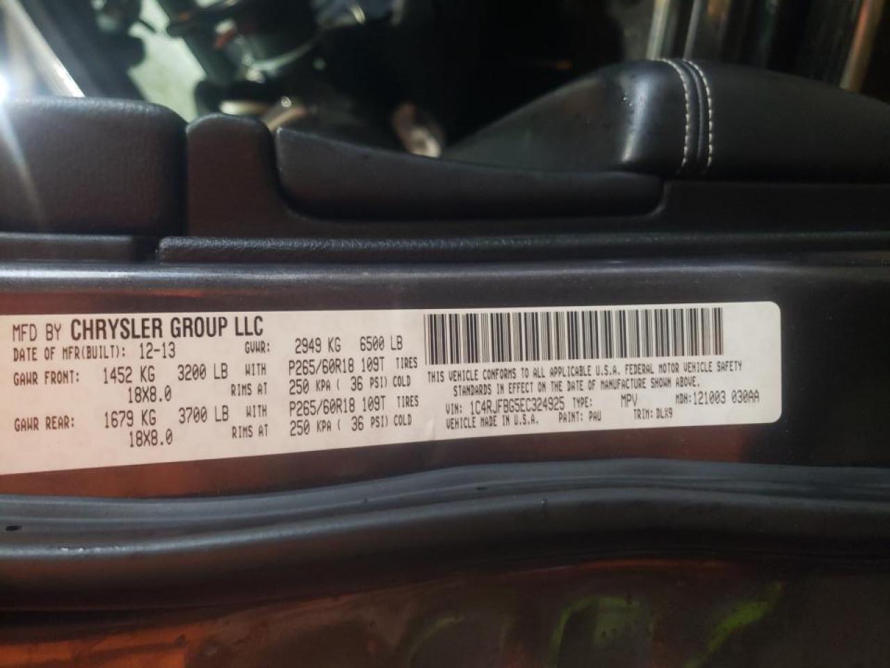 Photo 10 from auction – 2014 JEEP GRAND CHER with VIN 1C4RJFBG5EC324925