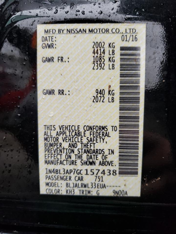 Photo 10 from auction – 2016 NISSAN ALTIMA with VIN 1N4BL3AP7GC157438