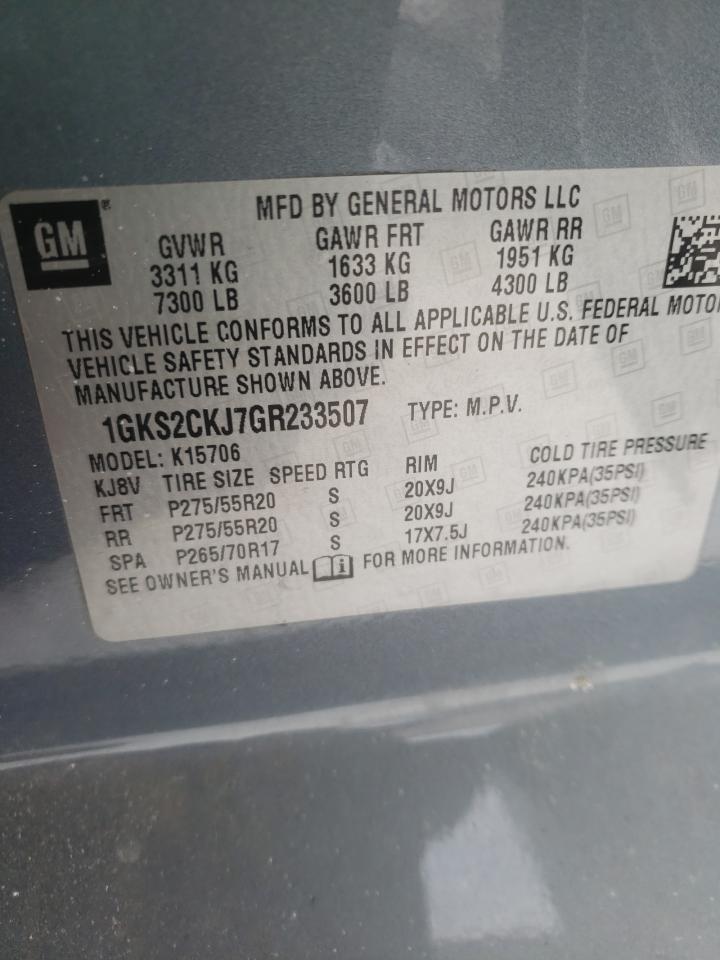 Photo 10 from auction – 2016 GMC YUKON DENA with VIN 1GKS2CKJ7GR233507