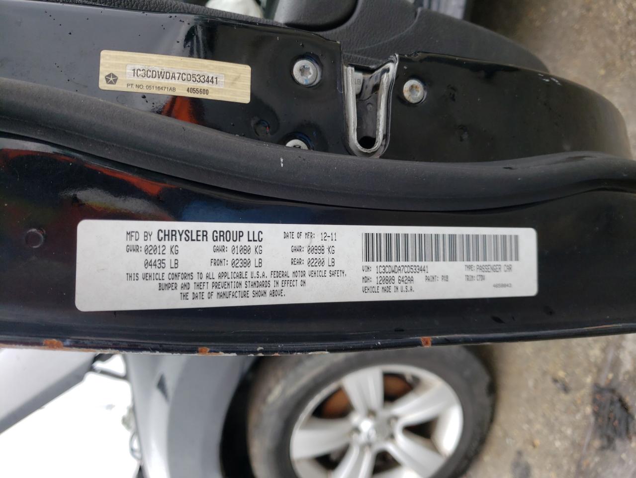 Photo 10 from auction – 2012 DODGE CALIBER SX with VIN 1C3CDWDA7CD533441