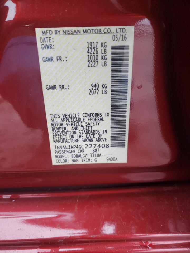 Photo 10 from auction – 2016 NISSAN ALTIMA 2.5 with VIN 1N4AL3AP4GC227408