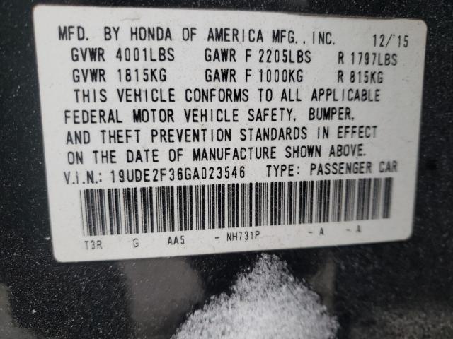 Photo 10 from auction – 2016 ACURA ILX BASE W with VIN 19UDE2F36GA023546