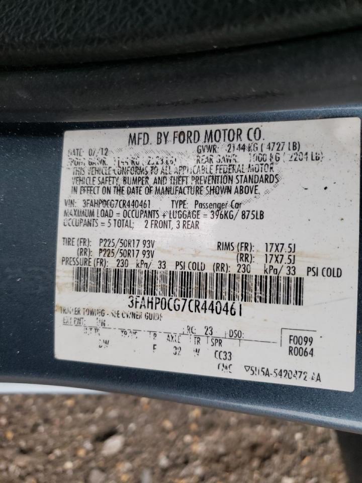 Photo 10 from auction – 2012 FORD FUSION SEL with VIN 3FAHP0CG7CR440461