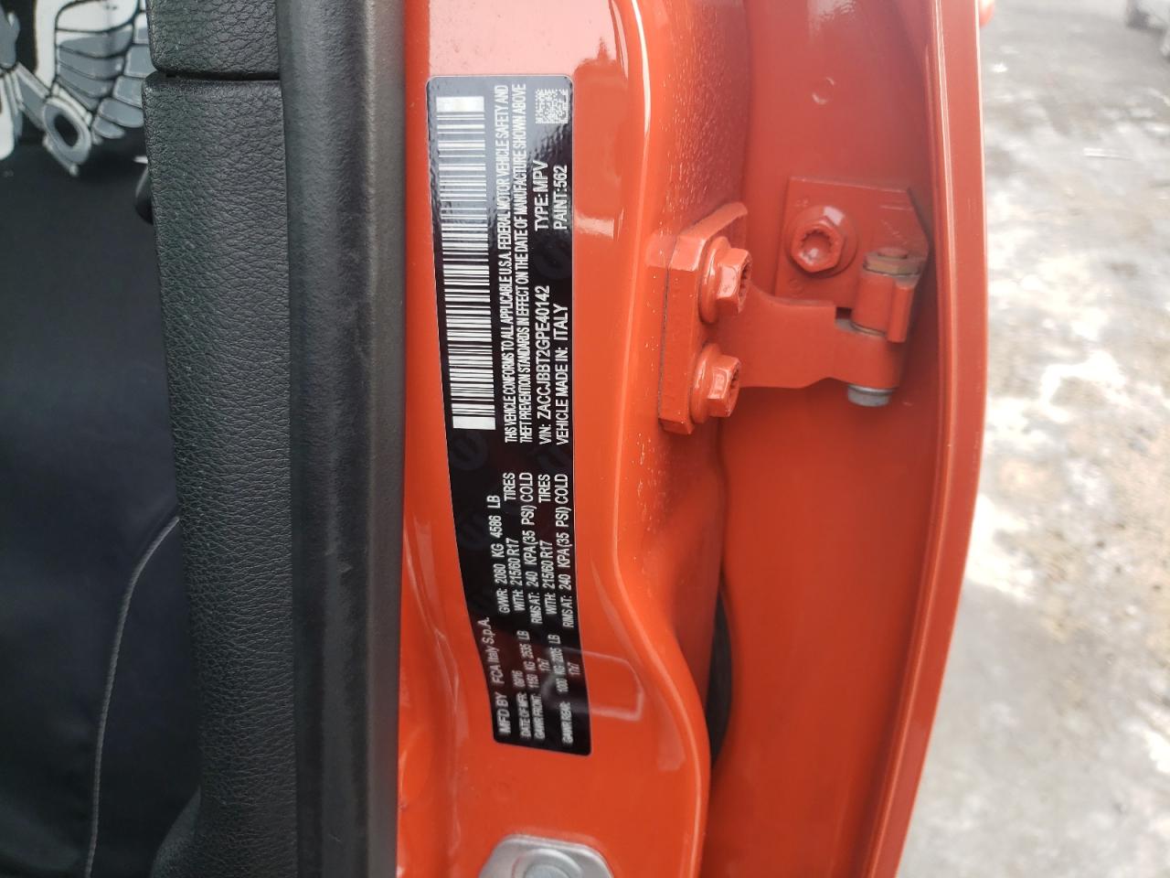 Photo 10 from auction – 2016 JEEP RENEGADE L with VIN ZACCJBBT2GPE40142