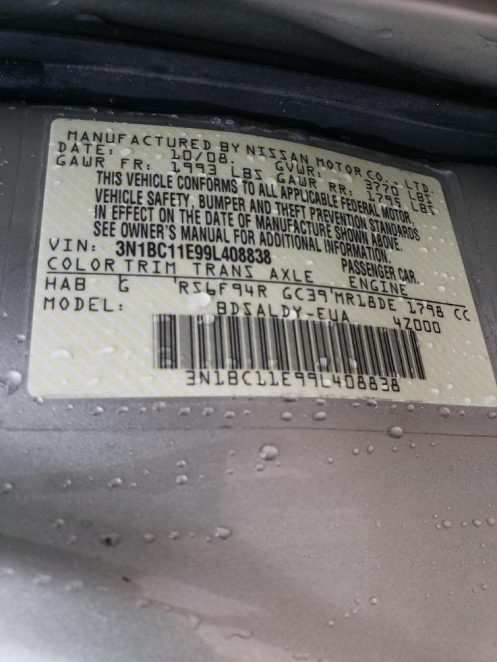 Photo 10 from auction – 2009 NISSAN VERSA S with VIN 3N1BC11E99L408838