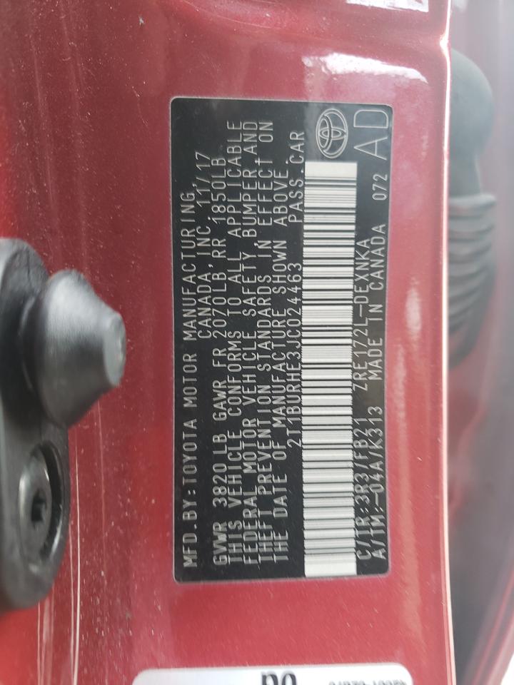 Photo 10 from auction – 2018 TOYOTA COROLLA L with VIN 2T1BURHE3JC024463
