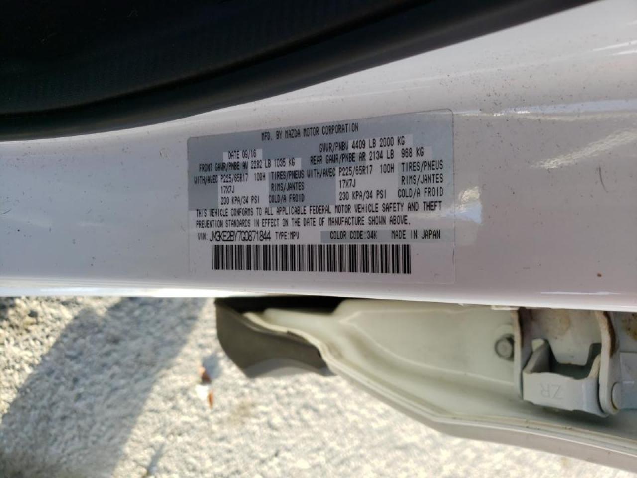 Photo 10 from auction – 2016 MAZDA CX-5 SPORT with VIN JM3KE2BY7G0871844