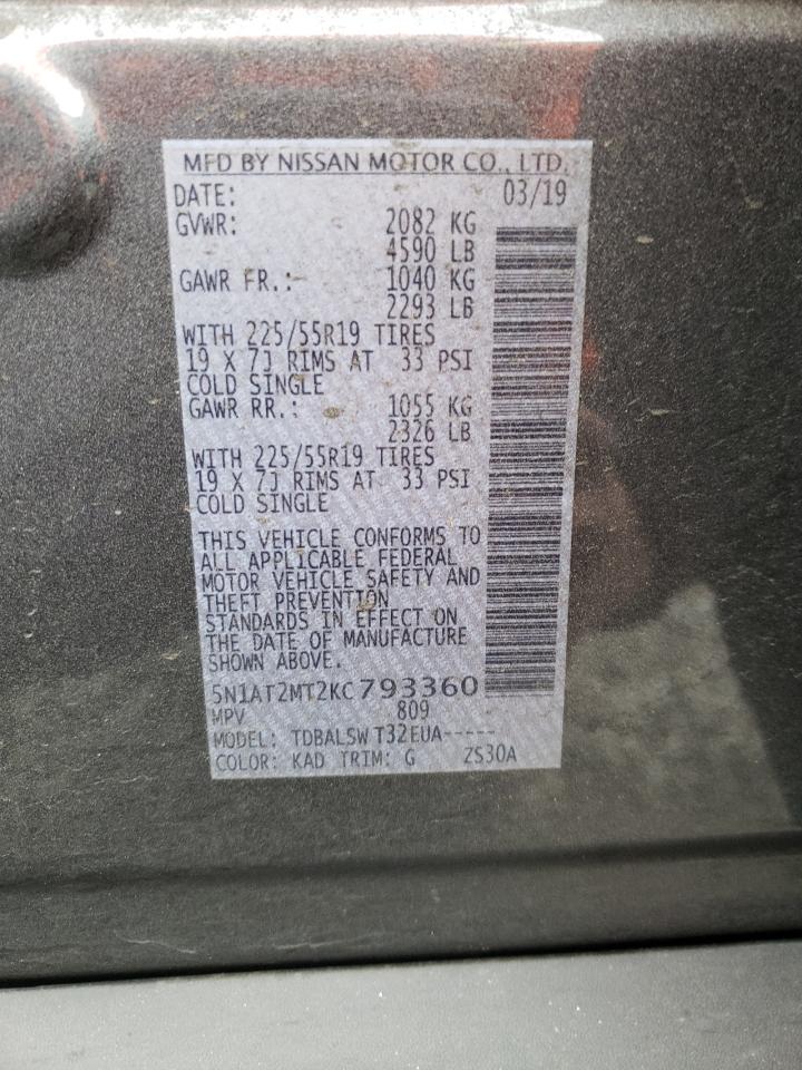 Photo 10 from auction – 2019 NISSAN ROGUE S with VIN 5N1AT2MT2KC793360