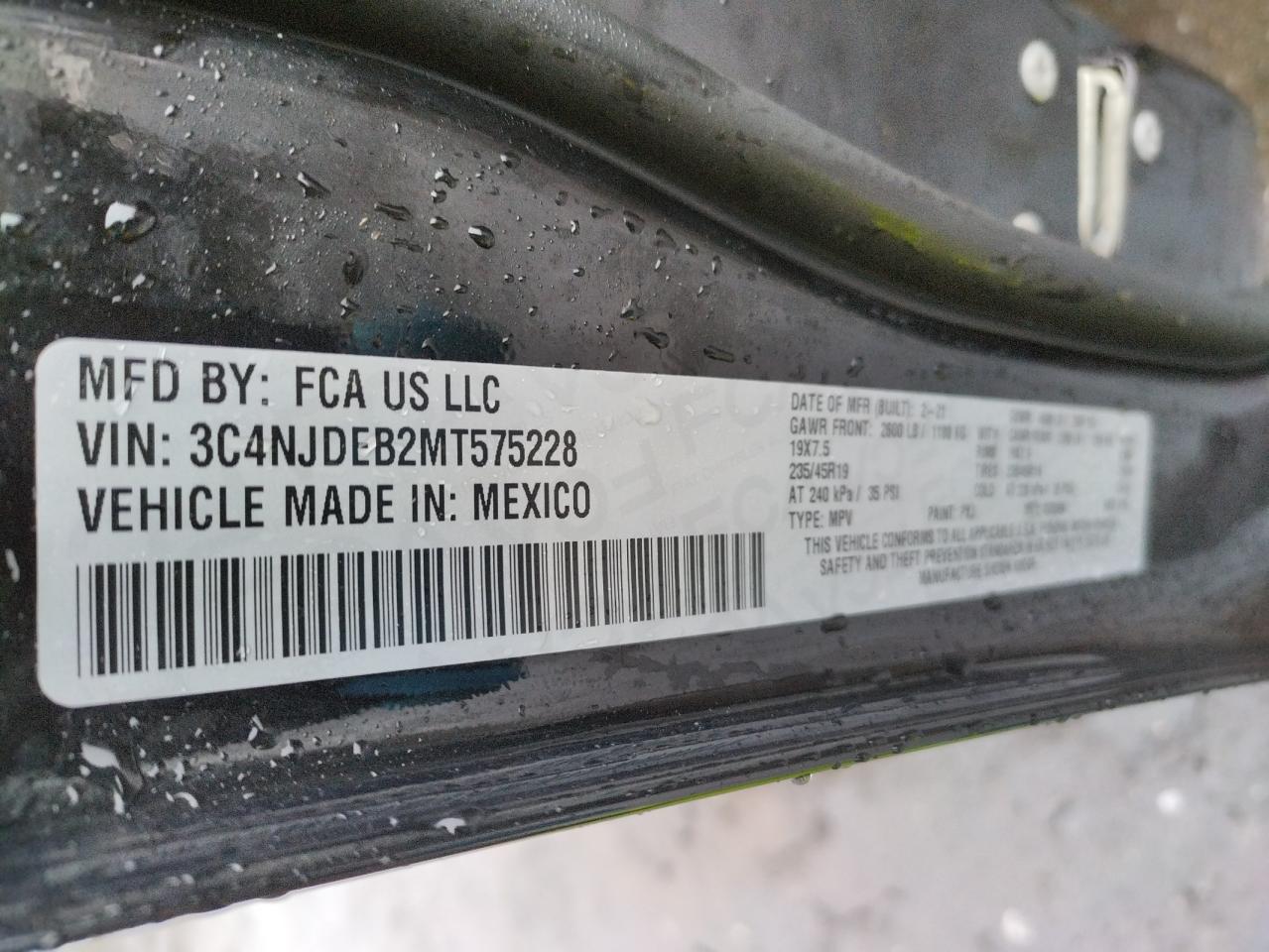 Photo 10 from auction – 2021 JEEP COMPASS 80 with VIN 3C4NJDEB2MT575228