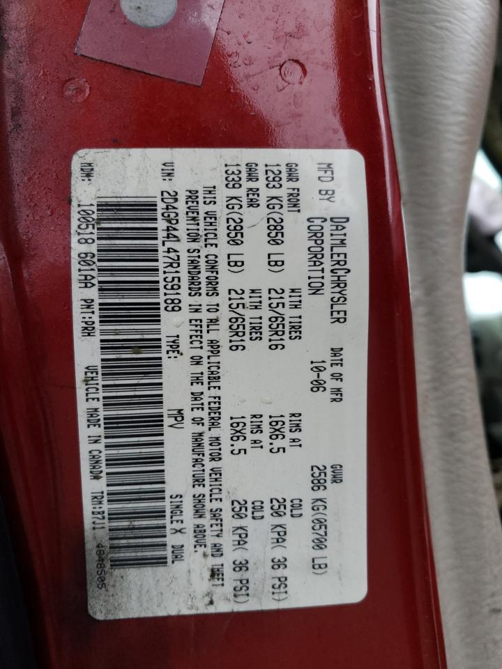 Photo 10 from auction – 2007 DODGE GRAND CARA with VIN 2D4GP44L47R159189