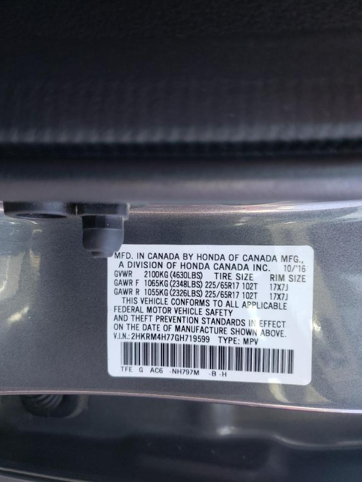 Photo 10 from auction – 2016 HONDA CR-V EXL with VIN 2HKRM4H77GH719599