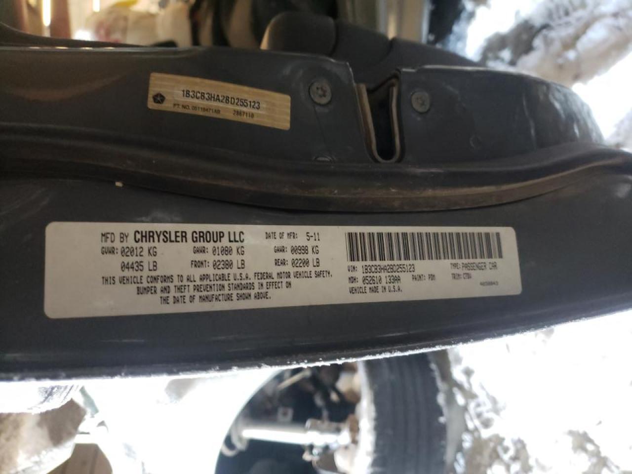 Photo 10 from auction – 2011 DODGE CALIBER MA with VIN 1B3CB3HA2BD255123