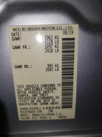Photo 10 from auction – 2020 NISSAN ALTIMA SL with VIN 1N4BL4EV0LC146046