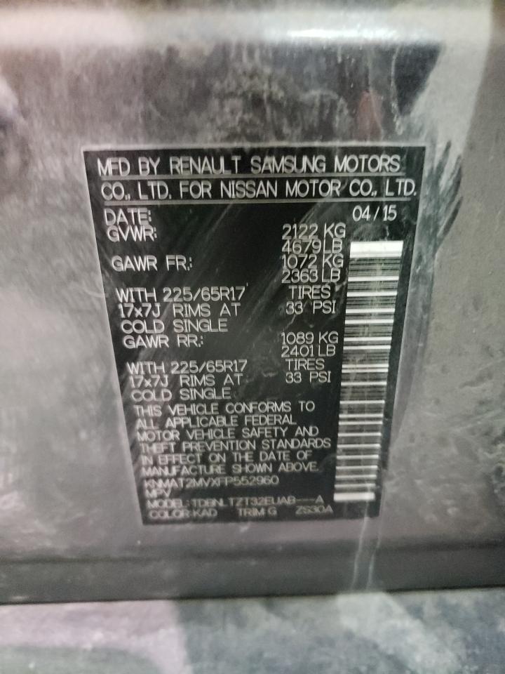 Photo 10 from auction – 2015 NISSAN ROGUE S with VIN KNMAT2MVXFP552960