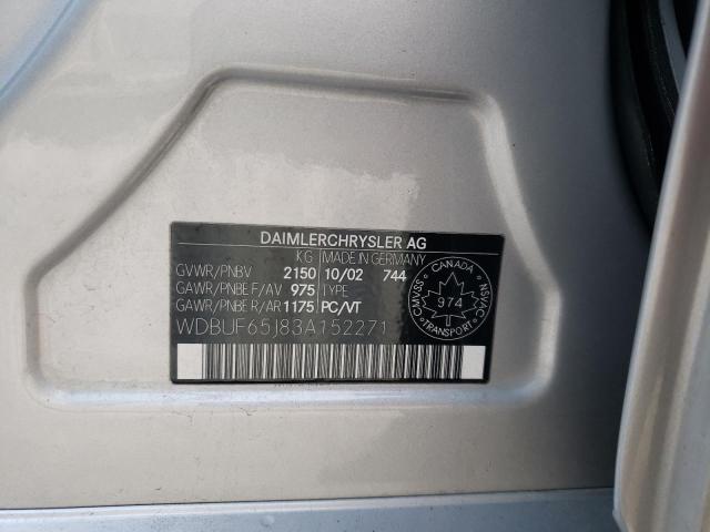 Photo 10 from auction – 2003 MERCEDES-BENZ E 320 with VIN WDBUF65J83A152271