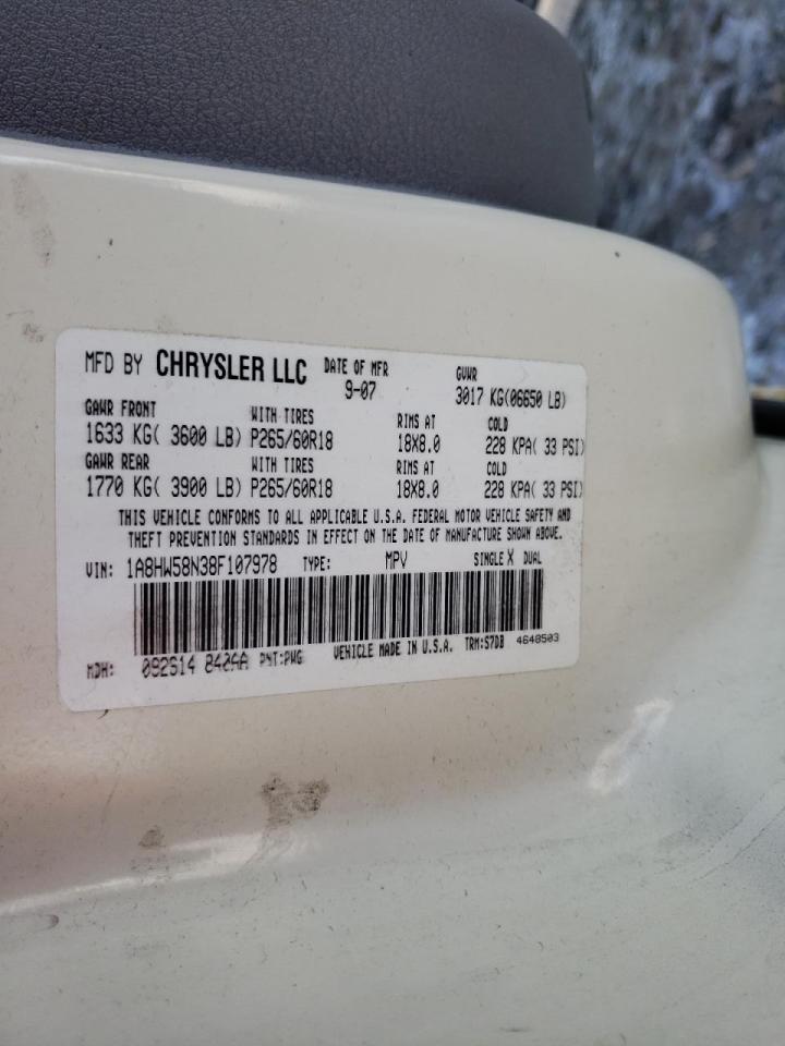 Photo 10 from auction – 2008 CHRYSLER ASPEN LIMI with VIN 1A8HW58N38F107978