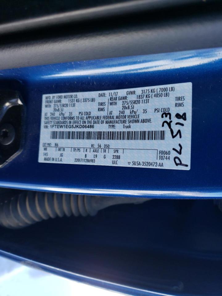 Photo 10 from auction – 2018 FORD F150 SUPER with VIN 1FTEW1EG5JKD06486