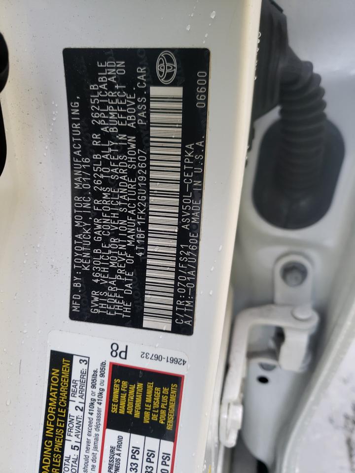 Photo 10 from auction – 2016 TOYOTA CAMRY LE with VIN 4T1BF1FK2GU192607