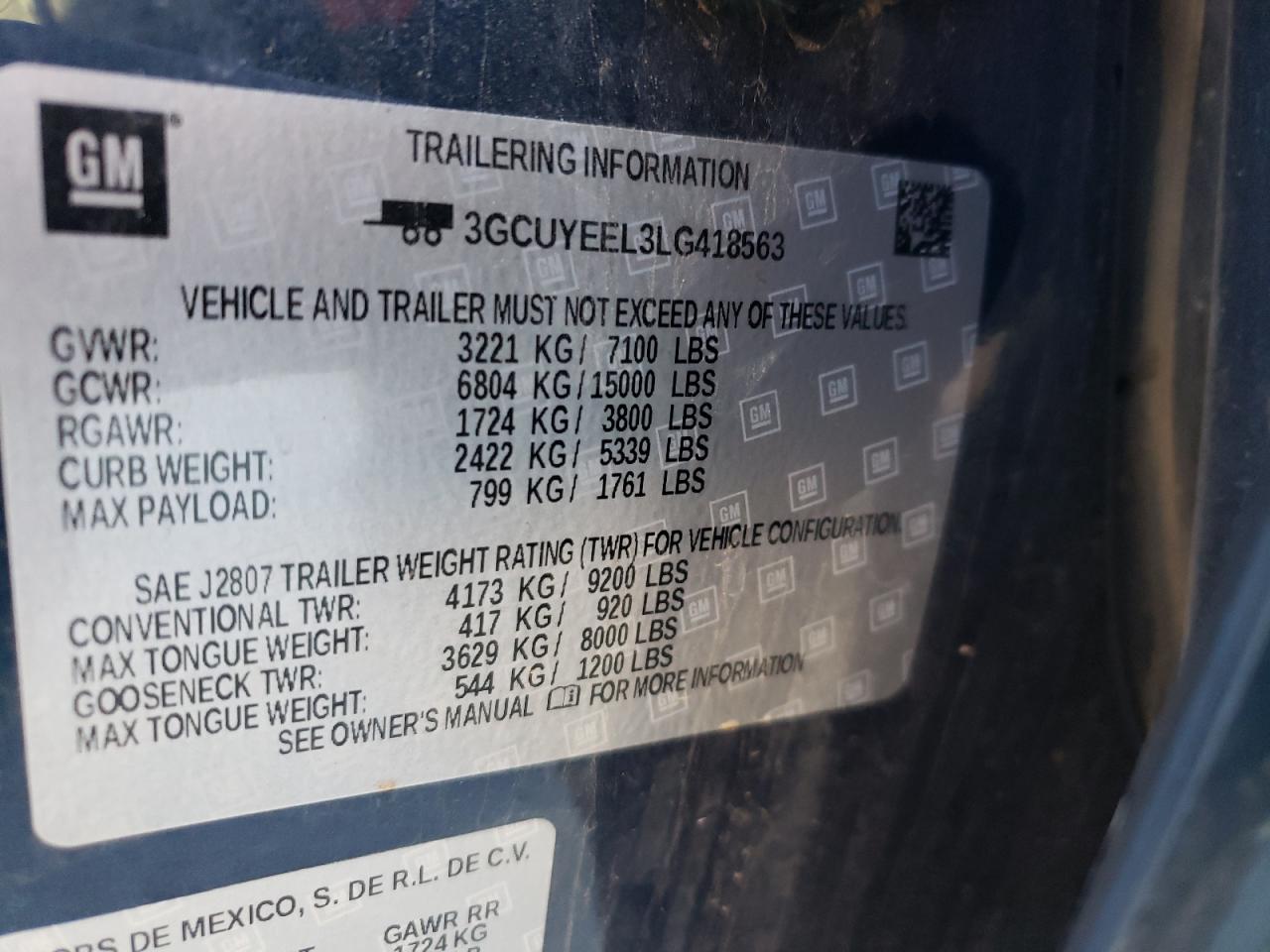 Photo 10 from auction – 2020 CHEVROLET SILVERADO with VIN 3GCUYEEL3LG418563