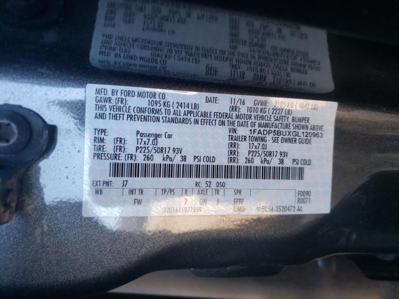Photo 10 from auction – 2016 FORD C-MAX SEL with VIN 1FADP5BUXGL120963