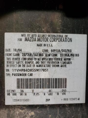 Photo 10 from auction – 2005 MAZDA 6 S with VIN 1YVHP84D855M17851