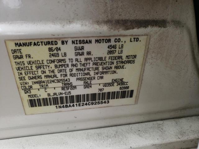 Photo 10 from auction – 2004 NISSAN MAXIMA SE with VIN 1N4BA41E24C925543