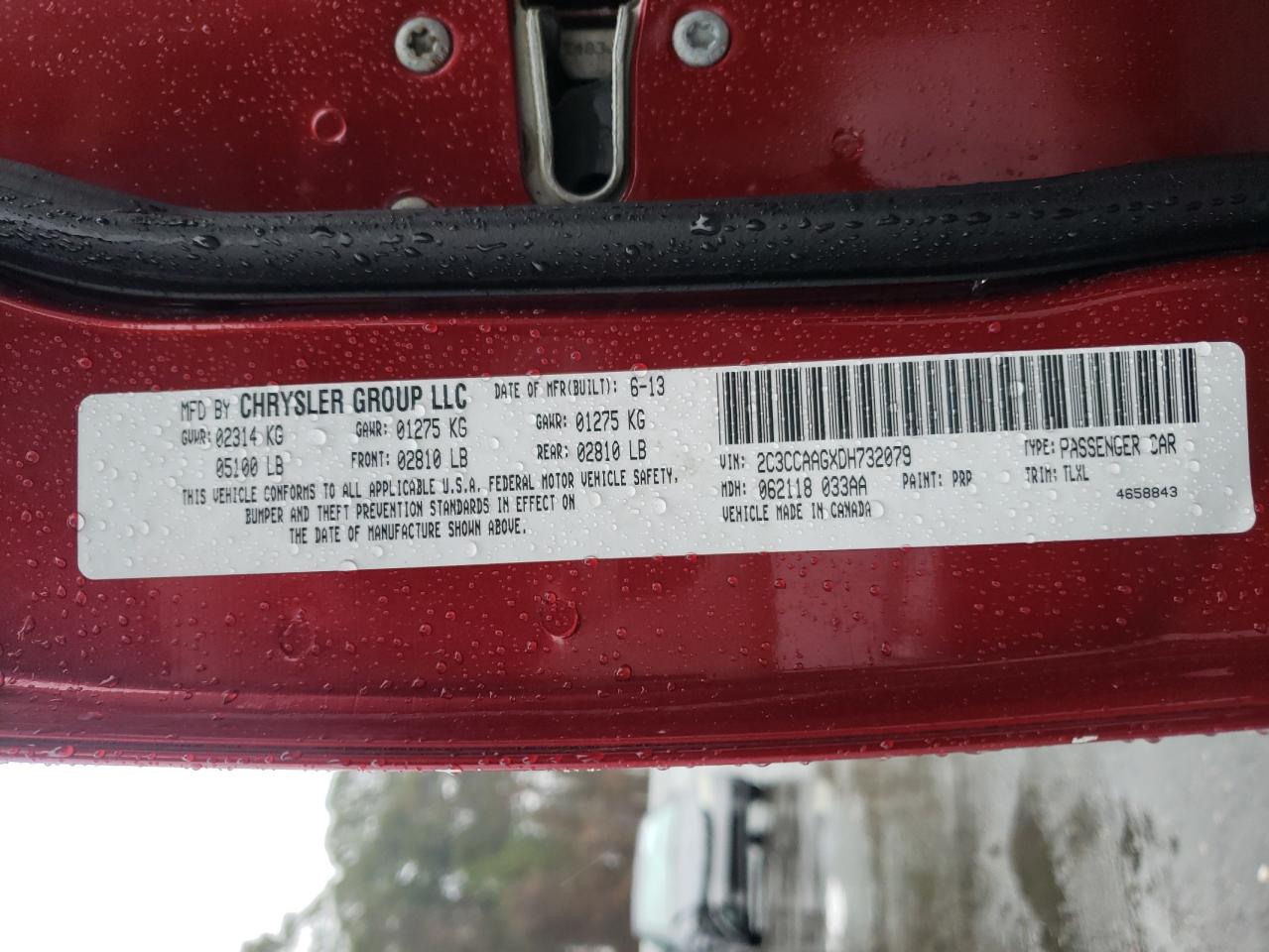 Photo 10 from auction – 2013 CHRYSLER 300 with VIN 2C3CCAAGXDH732079
