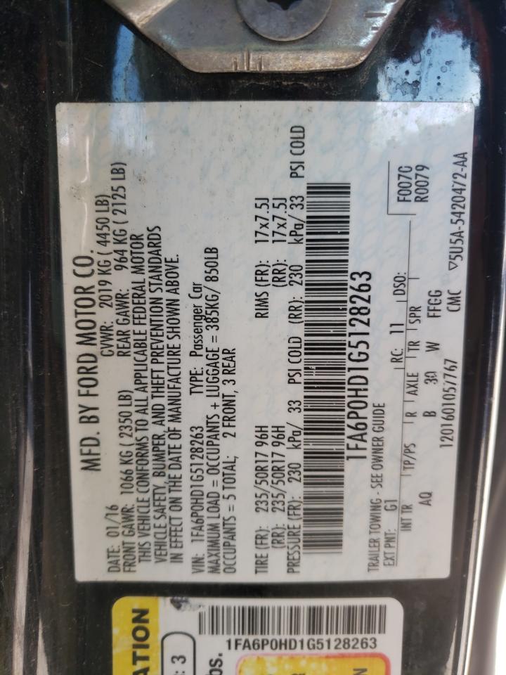 Photo 10 from auction – 2016 FORD FUSION SE with VIN 1FA6P0HD1G5128263