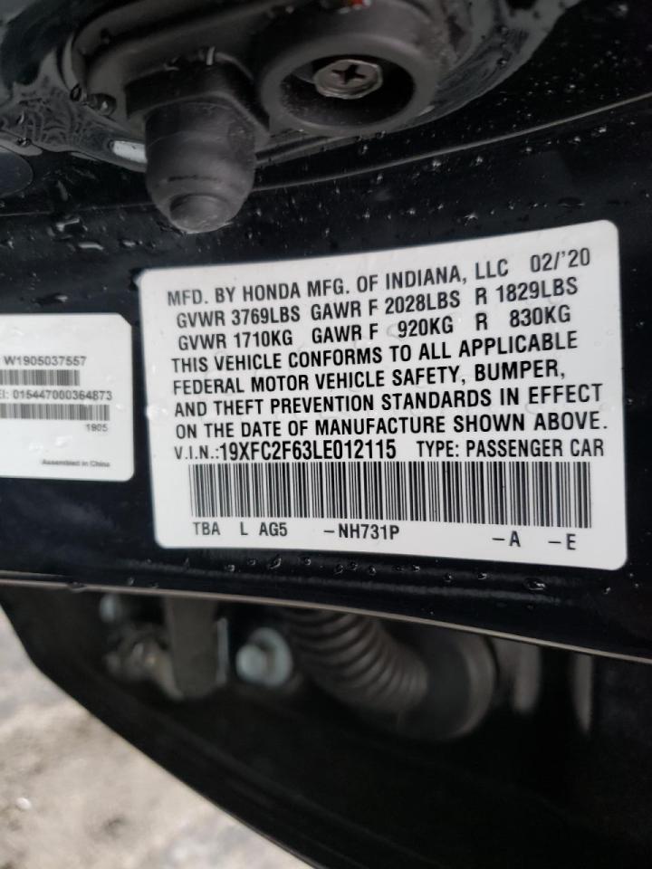 Photo 10 from auction – 2020 HONDA CIVIC LX with VIN 19XFC2F63LE012115