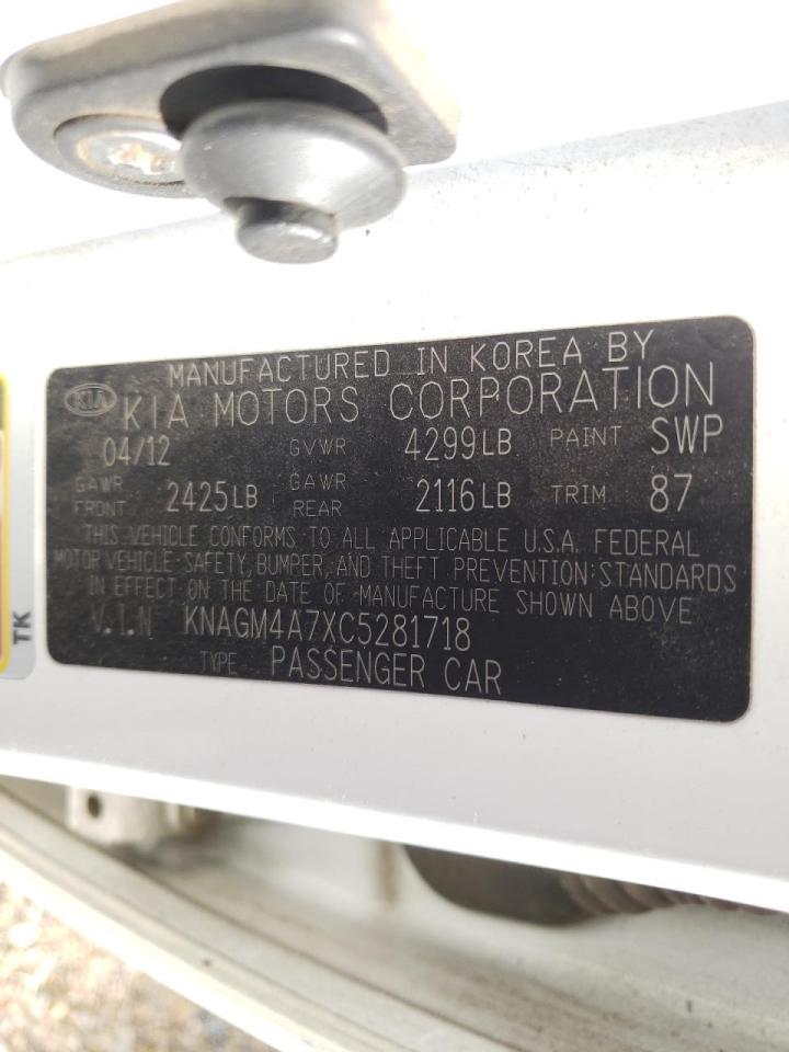 Photo 10 from auction – 2012 KIA OPTIMA LX with VIN KNAGM4A7XC5281718