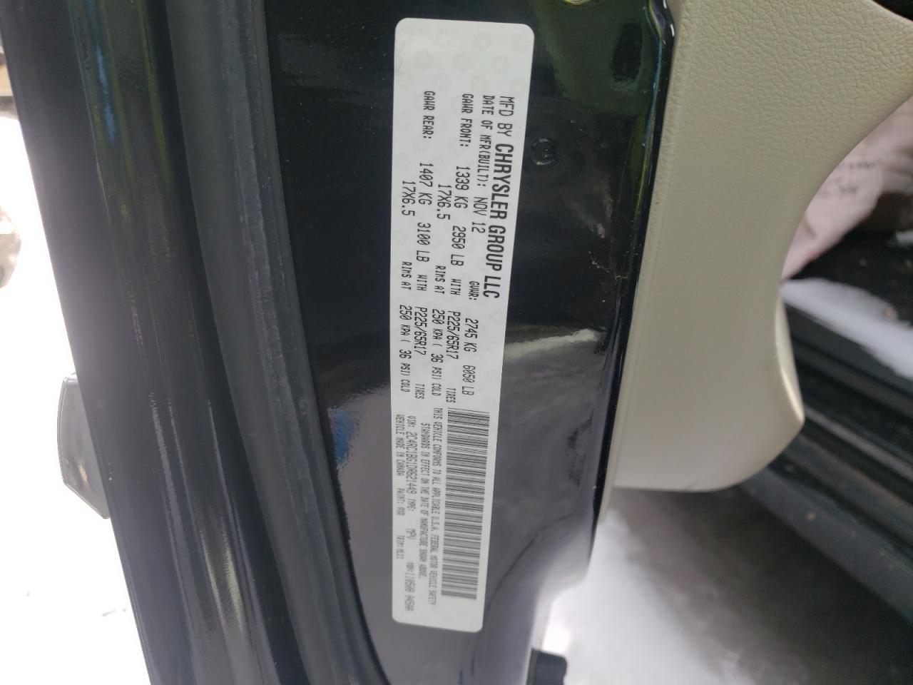 Photo 10 from auction – 2013 CHRYSLER TOWN & COU with VIN 2C4RC1BG1DR621449
