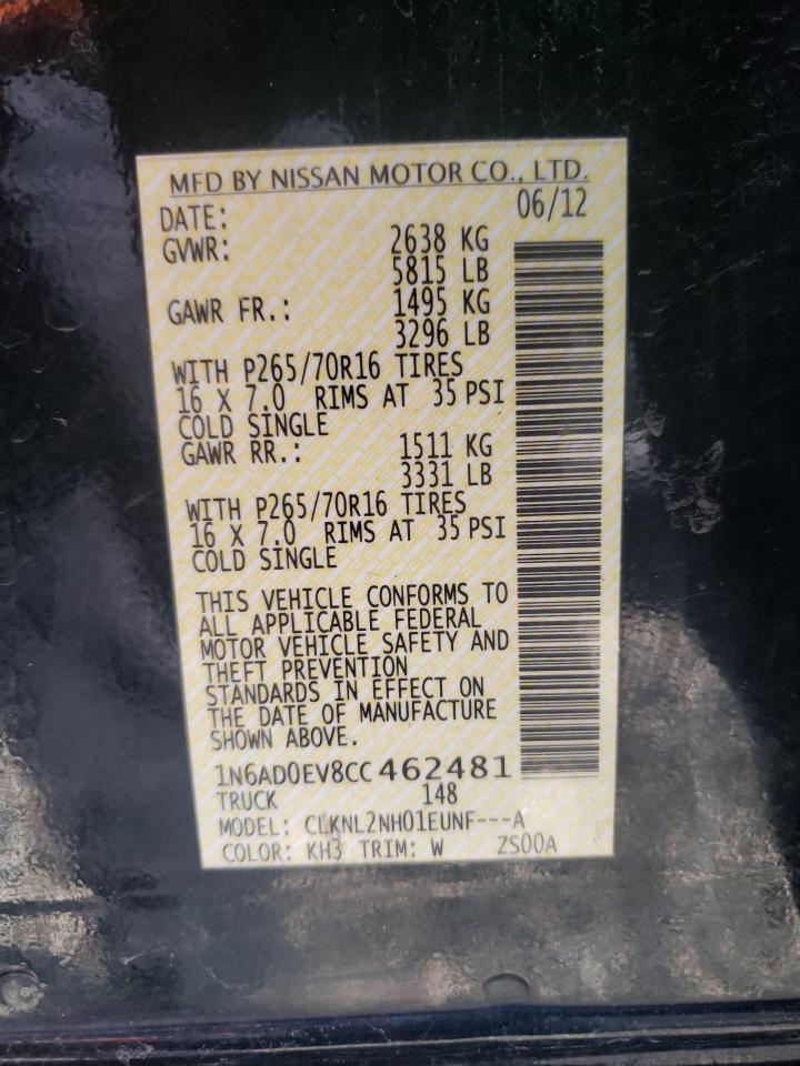 Photo 10 from auction – 2012 NISSAN FRONTIER S with VIN 1N6AD0EV8CC462481