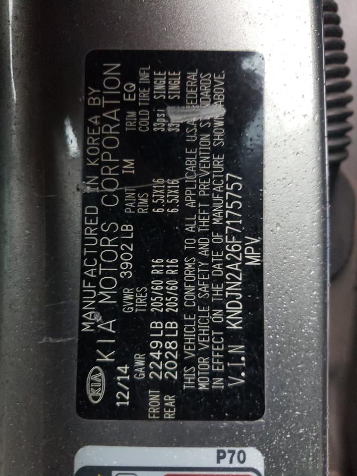 Photo 10 from auction – 2015 KIA SOUL with VIN KNDJN2A26F7175757