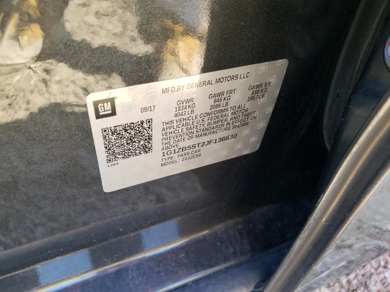 Photo 10 from auction – 2018 CHEVROLET MALIBU LS with VIN 1G1ZB5ST2JF136630