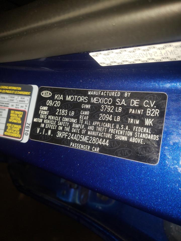 Photo 10 from auction – 2021 KIA FORTE FE with VIN 3KPF24AD5ME280444