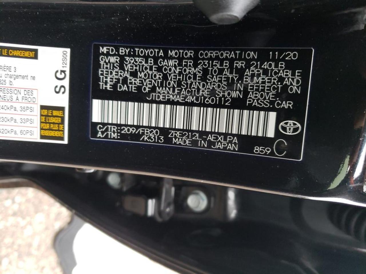 Photo 10 from auction – 2021 TOYOTA COROLLA LE with VIN JTDEPMAE4MJ160112