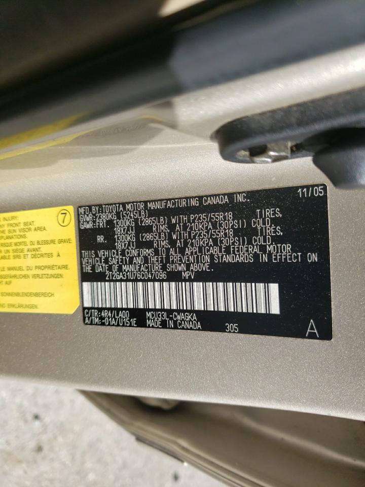 Photo 10 from auction – 2006 LEXUS RX 330 with VIN 2T2GA31U76C047096