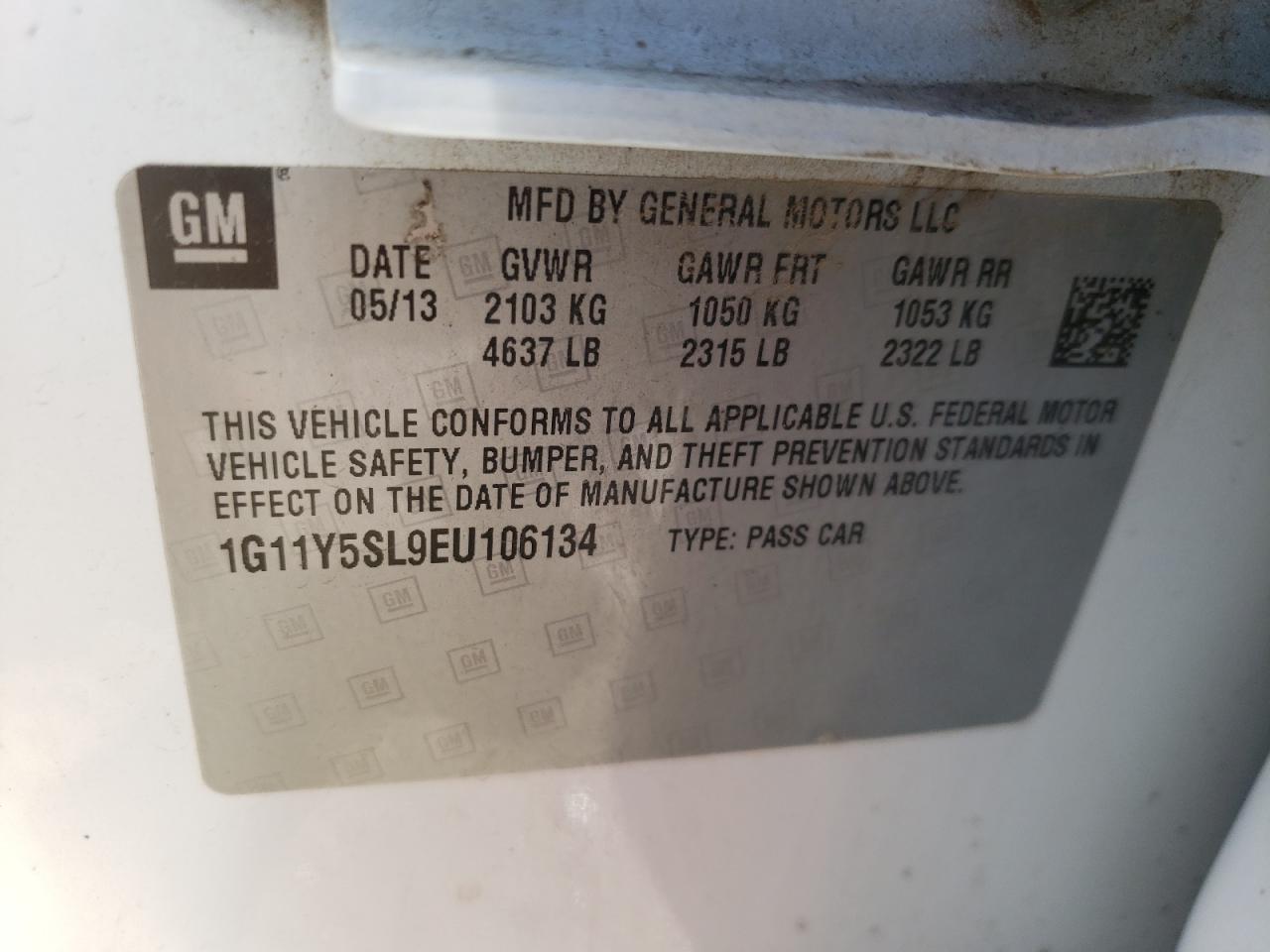 Photo 10 from auction – 2014 CHEVROLET IMPALA LS with VIN 1G11Y5SL9EU106134