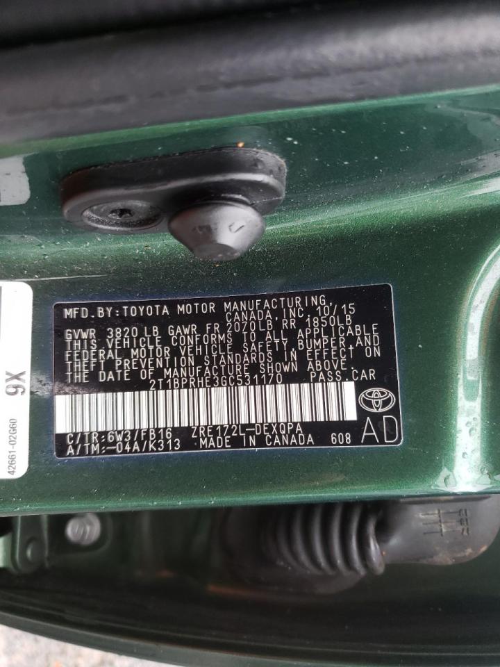 Photo 10 from auction – 2016 TOYOTA COROLLA EC with VIN 2T1BPRHE3GC531170