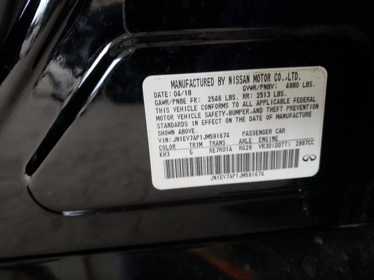 Photo 10 from auction – 2018 INFINITI Q50 LUXE with VIN JN1EV7AP1JM591674