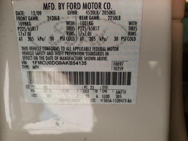 Photo 10 from auction – 2010 FORD ESCAPE XLT with VIN 1FMCU0DG9AKB54135